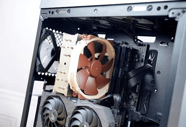 CPU air cooler in a PC case